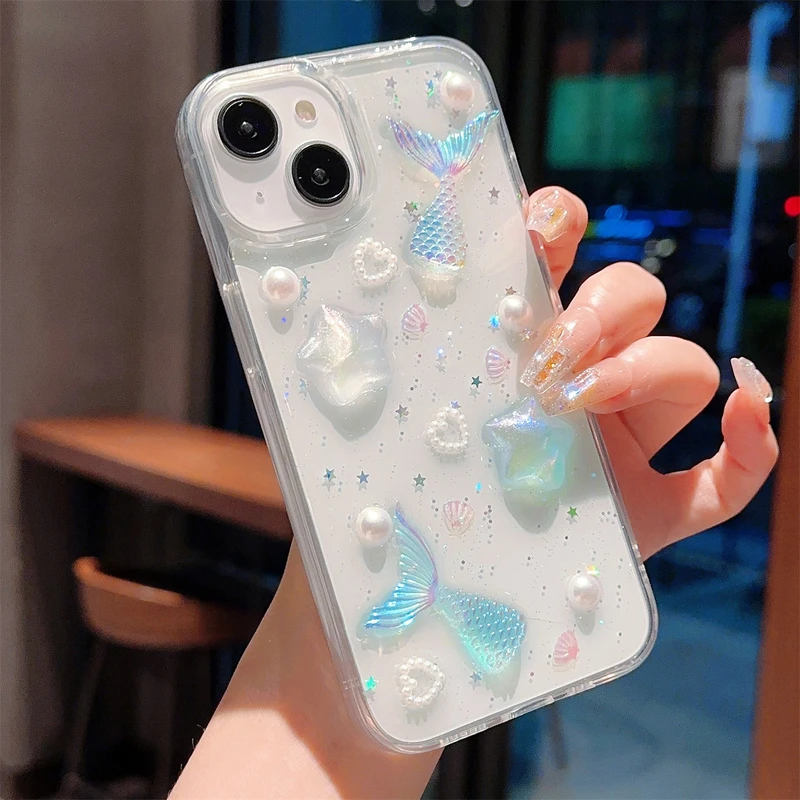 Phone Accessories Wholesale In China - Moda 3D Lazer Balık Kuyruğu Kabuklu