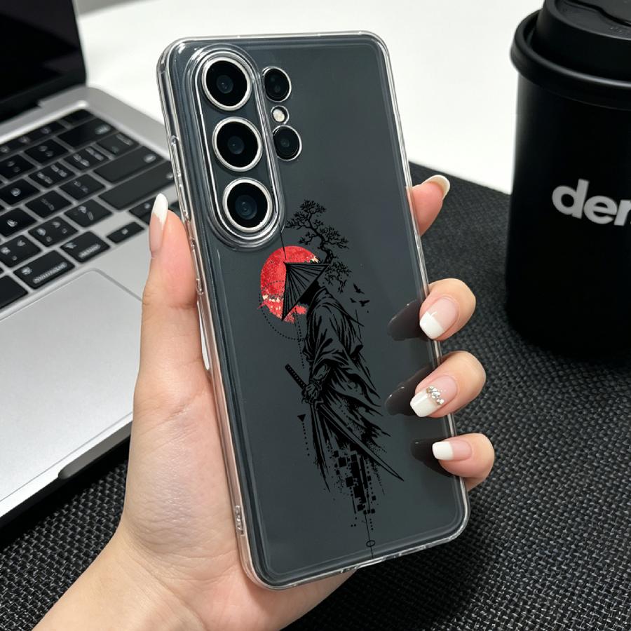 Phone Accessories Red - Kırmızı Güneş Baskılı Samuray Desenli Samsung