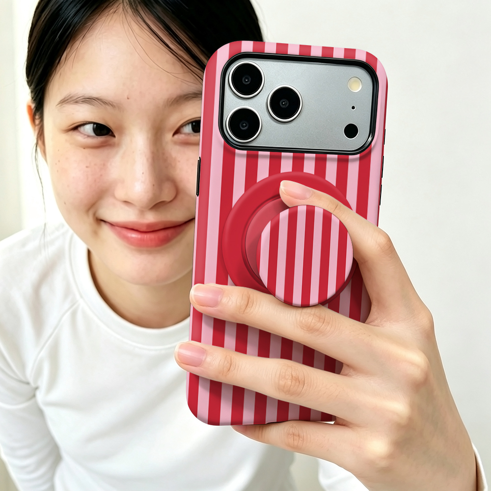Phone Accessories Red - Kırmızı Şeritli Manyetik Kılıf iPhone 17